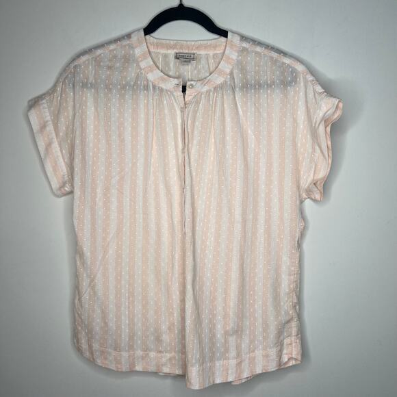 J. Crew Point Sur Pink & Cream Striped Swiss Dot Top Small - Picture 2 of 6